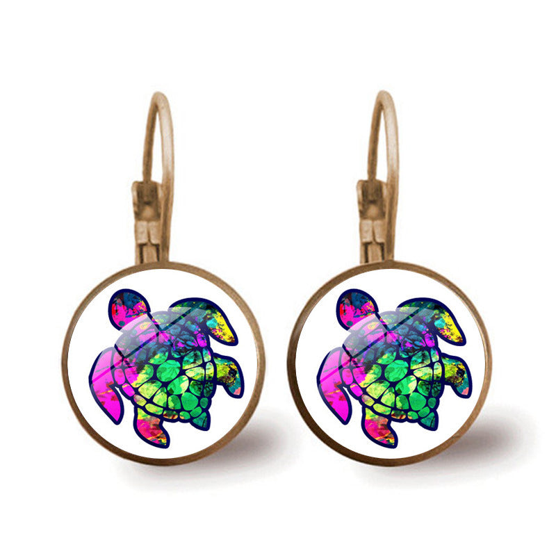 Wholesale Colored Sea Turtle Alloy Earrings